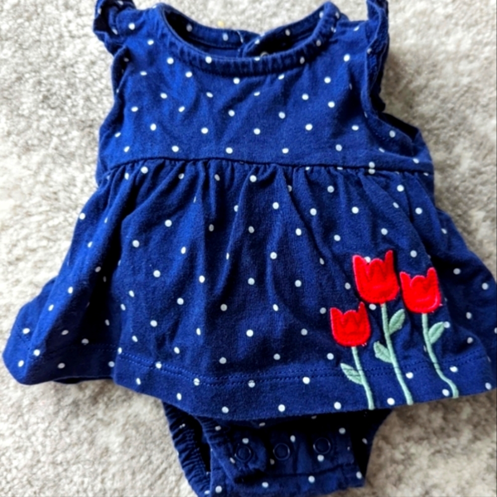 Carter's bodysuit dress with tulip flower appliques